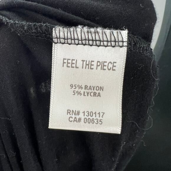 FEEL THE PIECE by Terre Jacobs Black V-Neckline Short Sleeve Casual T-Shirt M/L - Picture 7 of 8